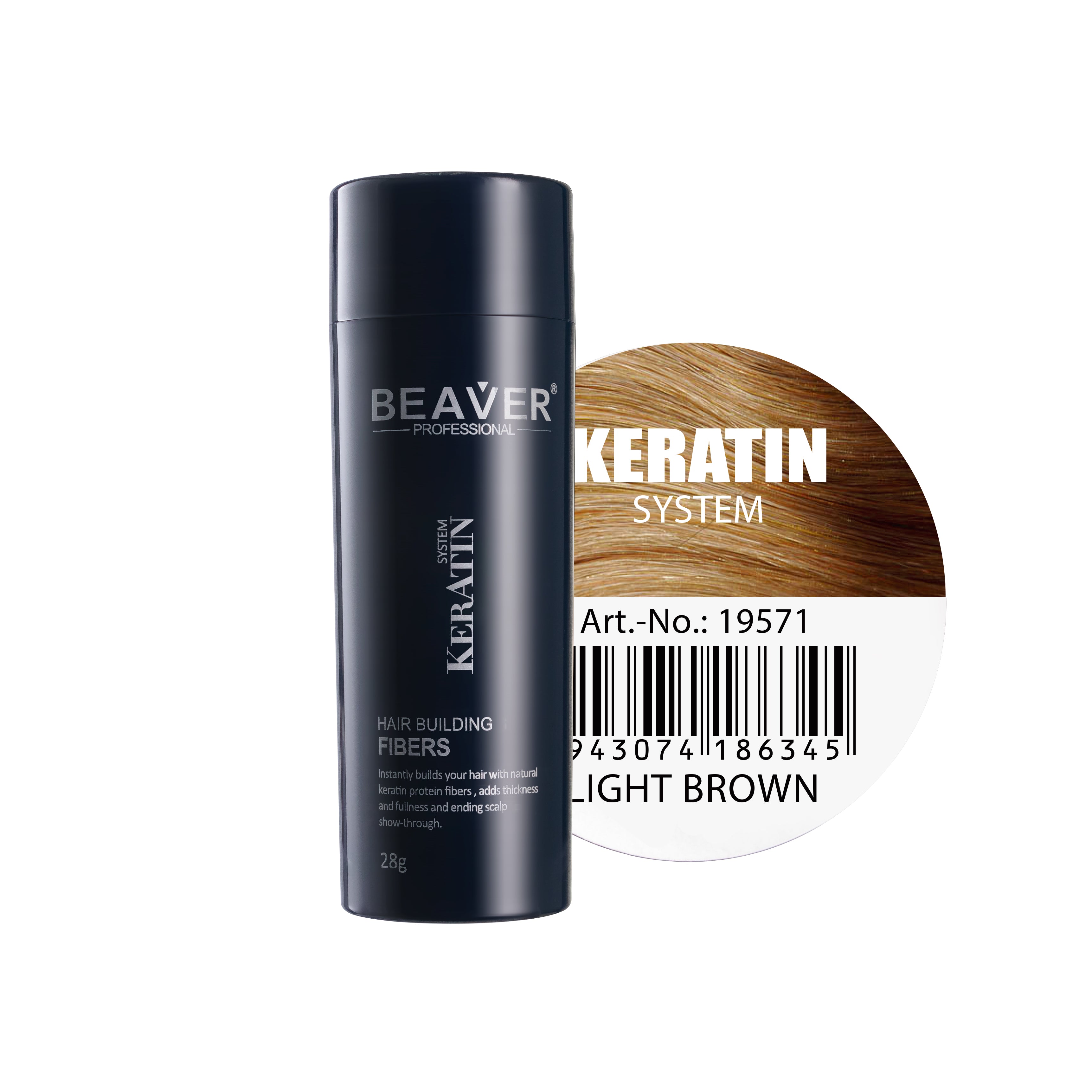 Beaver-Keratin Hair
Building Fibers-Light brown