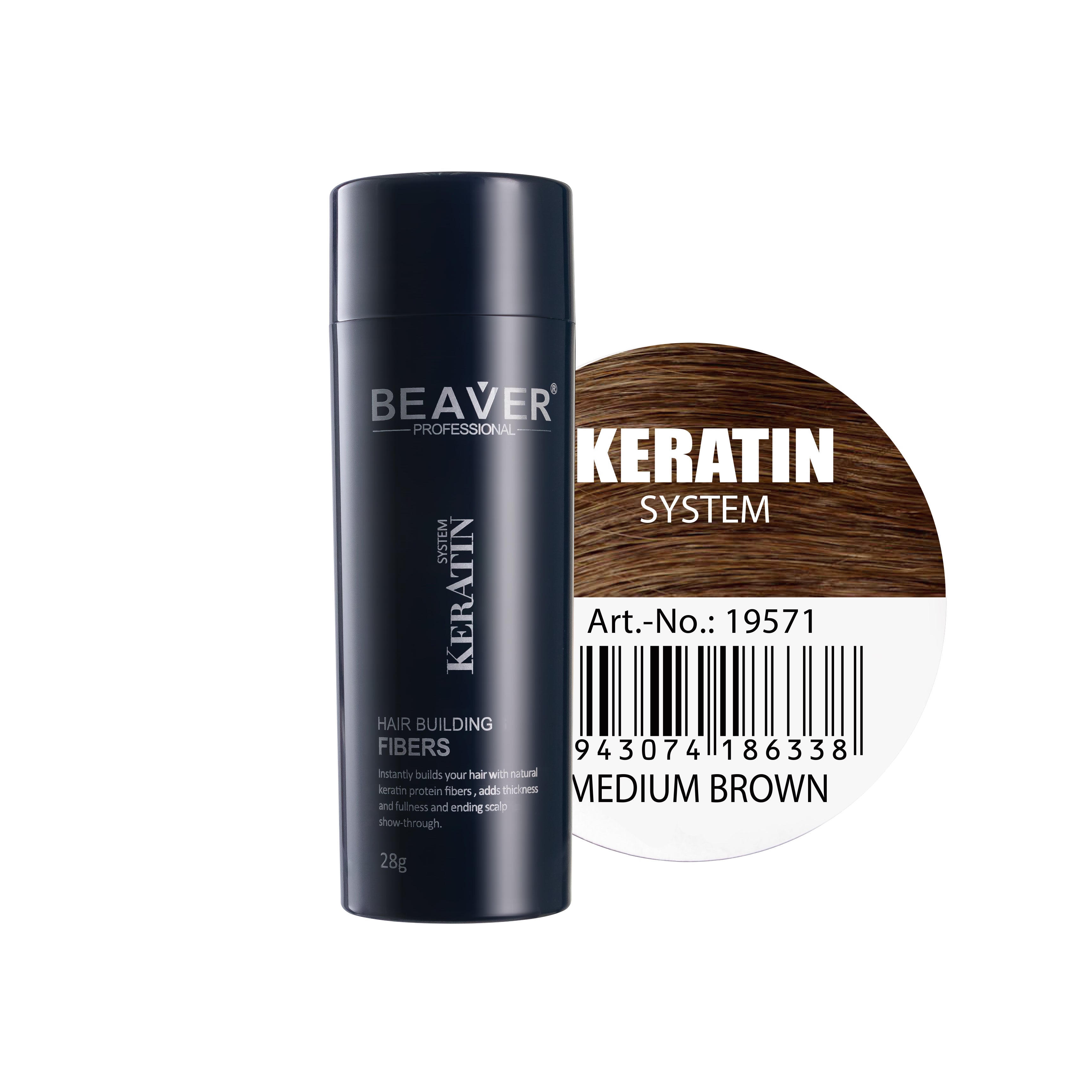 Beaver-Keratin Hair
Building Fibers-Medium brown